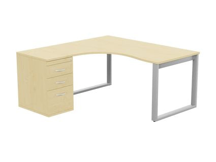 Switch 1 Person Crescent Desk & Desk High Pedestal, Closed Leg