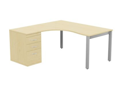 Switch 1 Person Crescent Desk & Desk High Pedestal, Open Leg