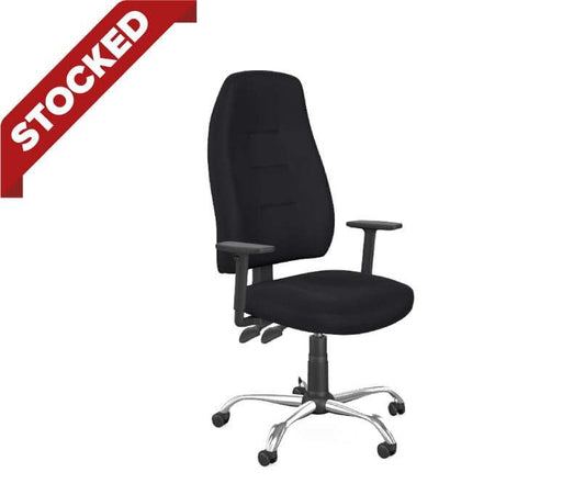 Positura Swivel 3 Lever Chair,  Chrome Base, Adjustable Step PU Arms with Sliding Tops