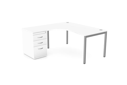C-Sense 1 Person Crescent Desk & Desk High Pedestal
