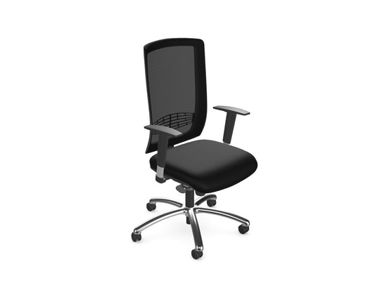 Begin Black Swivel Chair, Mesh Backrest, Chrome Base, Seat Slide, Lumbar Support, Vario Adjustable Arms - Custom Design Ref: RRHQLU