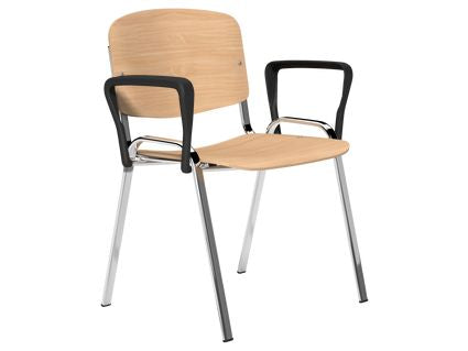OI Series Beech Wood Chair, Chrome Frame